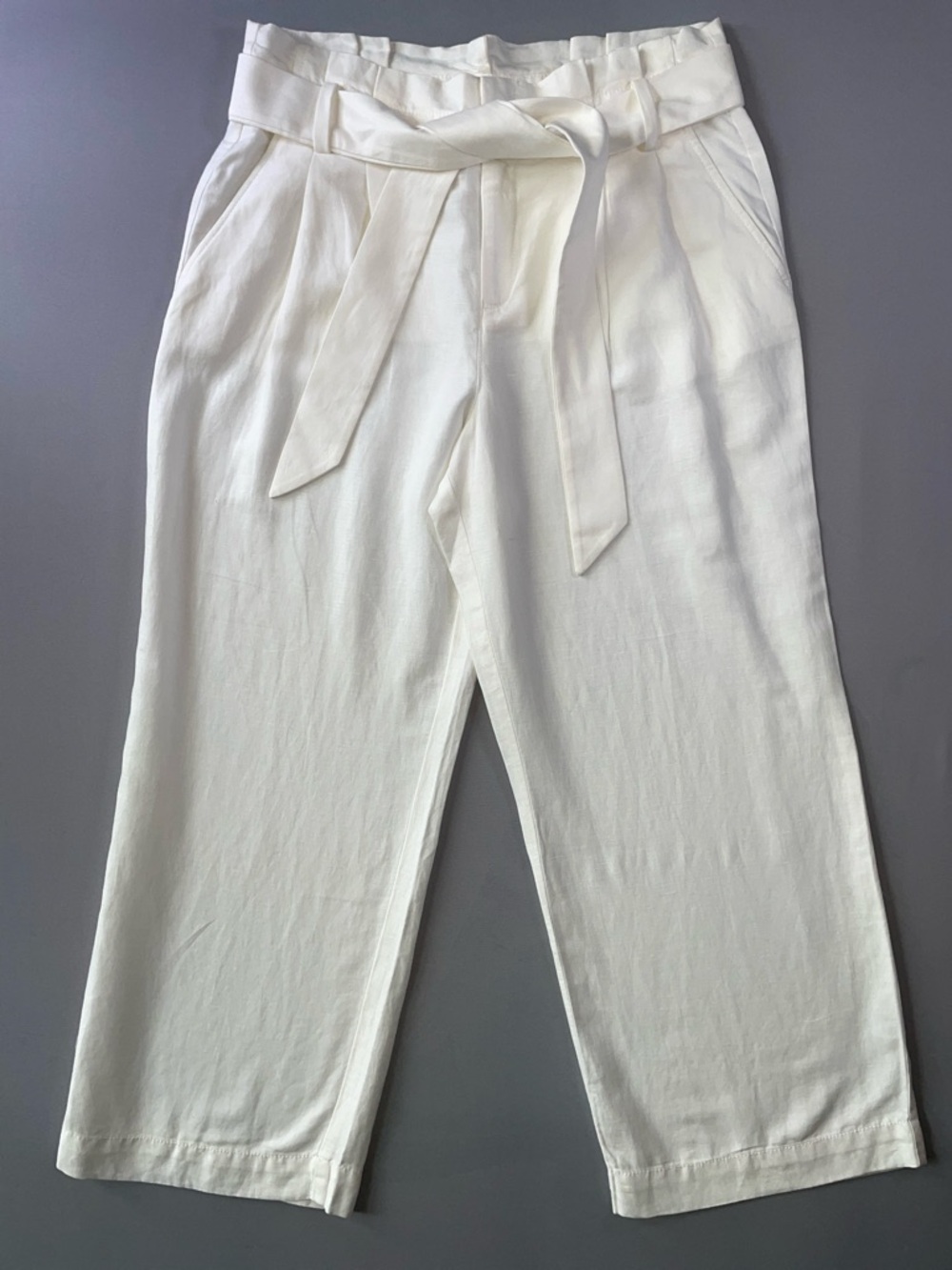 LOFT NEW Linen Blend High-Rise Wide Leg Pants with Paperbag Waist Size 10